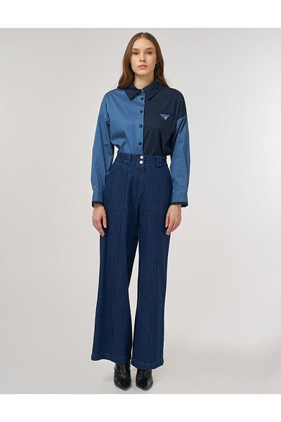 Kayra Marine Fit Denim Trousers Navy Blue