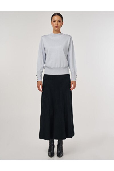 Kayra Basic Viskon Triko Kazak Açık Mavi