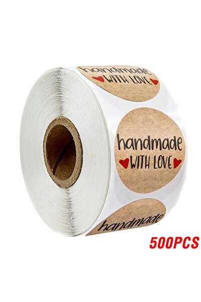 Choice3 H0255-500PCS 100-500pcs 1inch Vintage Kraft Paper Handmade With Love Stickers for Package Thank You