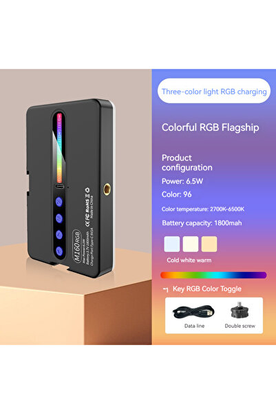 Choice RGB 1 Andoer M160 RGB LED مصباح فيديو 2700-6500K مصباح ملء التصوير الفوتوغرافي المحمول CRI95+ مدمج 1800