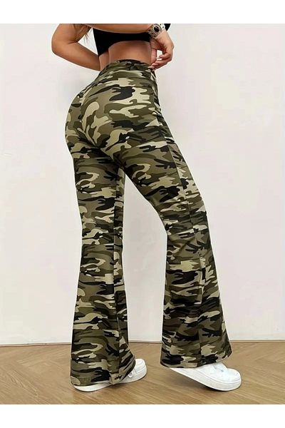 MetuCA Women's High Waist Camouflage Patterned Diver Leggings