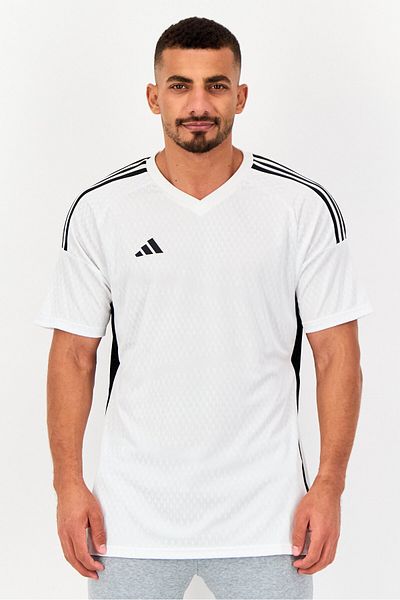 adidas Men Regular Fit Brand Logo Short Sleeves Training Jersey, White