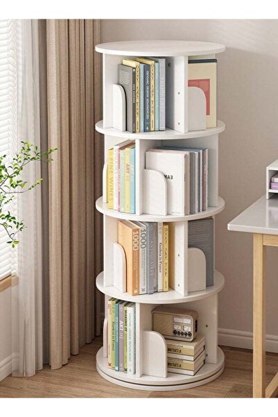 sharpdo 4 Tier Rotating Bookshelf Tower, Spinning Bookcase Lazy Susan