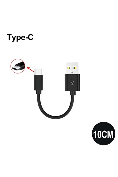 Choice كابل USB Type-C قصير للغاية بطول 10 سم باللون الأسود 20/10 سم، سلك بيا...