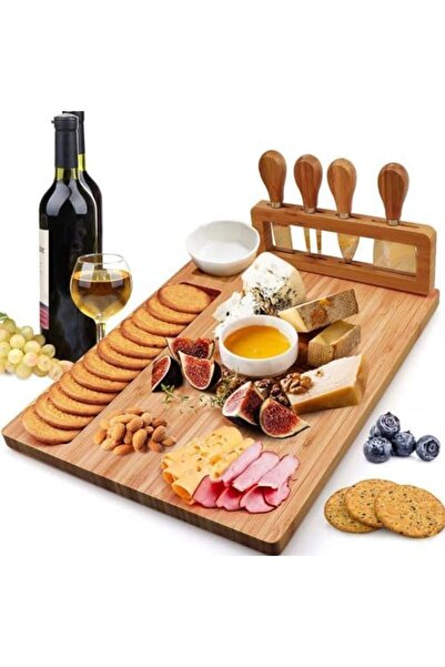 sharpdo Bamboo Cheese Cutting Board with Knives, 4 Pieces from