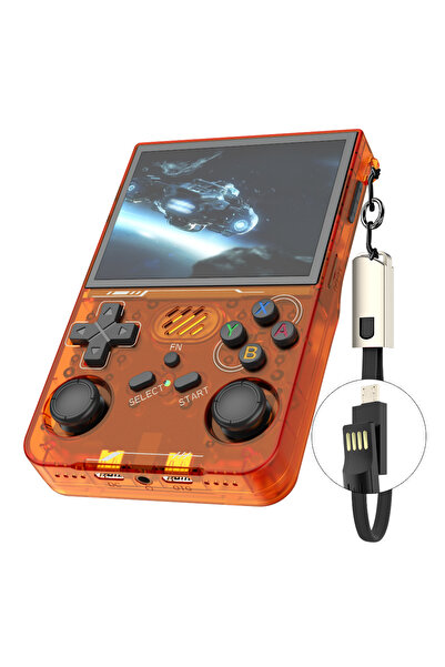 Choice 64G R36XX Orange R36S updated R36XX Retro Handheld Game Console Linux ARKOS 3.5Inch IPS Screen Porta