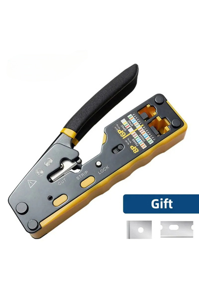 Choice Yellow ZoeRax RJ45 Crimp Tool Pass Through Ethernet Crimping Tool for Cat6 Cat5 Cat5e RJ45 Connector