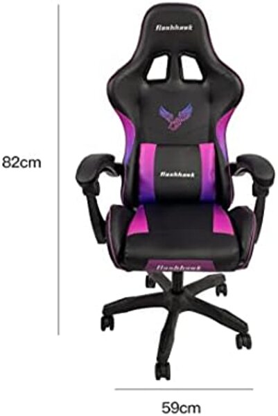 sharpdo Comfortable Gaming Chair with Adjustable Height and High Backrest - Synthetic Leather, Black