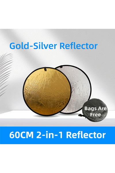 Choice عاكس تصوير دائري قابل للطي 2 في 1 RF01 فضي ذهبي 60 سم، موزع إضاءة خارج...