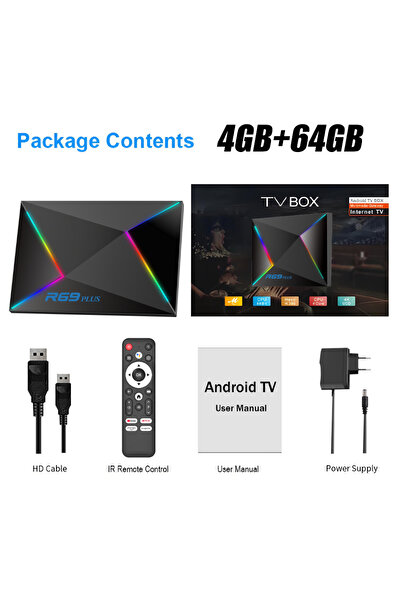 Choice US Plug 4GB 64GB R69 plus Voice Control 8K Ultra HD TV Box Octa Core Allwinner H728 Supports Netfli
