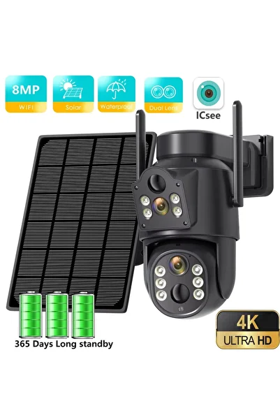 Choice 8MP Add 128GB Card 4K HD Solar WiFi Camera Outdoor Built-in Battery Dual Lens 2K Security Camera Sol