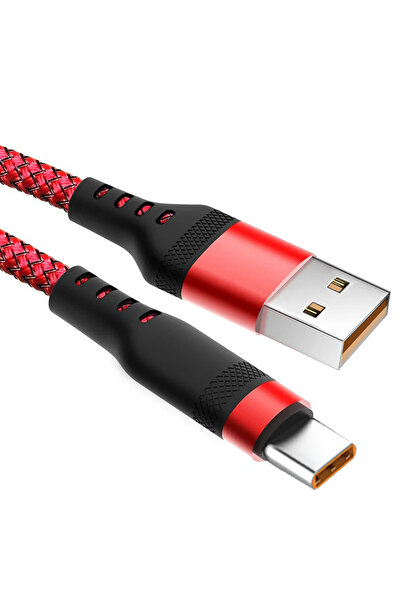 Choice كابل شحن سريع NNBILI 6A USB A إلى TYPE C بطول 2 متر باللون الأحمر، بطو...