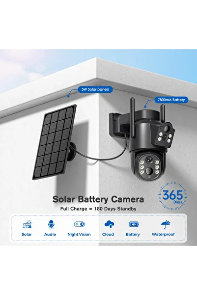 Choice 8MP Add 128GB Card 4K HD Solar WiFi Camera Outdoor Built-in Battery Dual Lens 2K Security Camera Sol