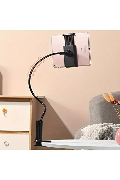 Choice حامل هاتف محمول أسود على شكل عنق أوزة كسول. حامل هاتف محمول يدور 360 د...