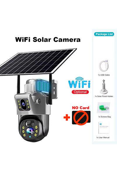 Choice كاميرا واي فاي بدون بطاقة V380 Pro كاميرا تعمل بالطاقة الشمسية تعمل بالواي فاي 4G عدسات مزدوجة خارجية 8 ميجابكسل بطارية منخفضة الطاقة كاميرا IP P