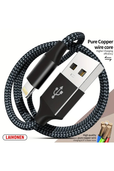 Choice 1 متر، قطعة واحدة باللون الأسود، قطعة واحدة لكابل شحن معتمد من MFi لأج...