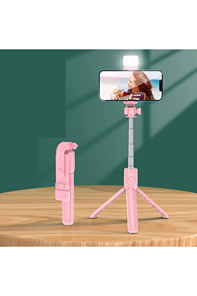 Choice عصا سيلفي ثلاثية القوائم وردية اللون لاسلكية مزودة بتقنية البلوتوث مع ...