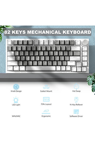 Ajazz AK820 wired AK820 Wired with rotary volume buttons Hot-swappable keys for office and home mech