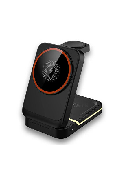 Vikefon حامل شاحن لاسلكي سريع 3 في 1 مغناطيسي قابل للطي للسفر مع كابل ماج سيف...