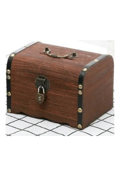Choice 14.5x10x9.5cm Treasure Chest With Lock Vintage Treasure Storage Box Piggy Bank Organizer Saving Box
