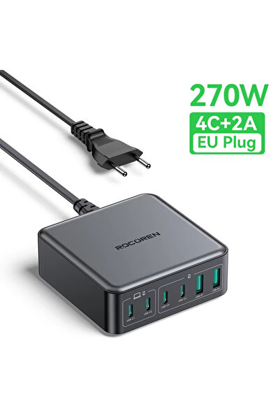 Choice US Plug Rocoren 200W 6 ports GaN Fast Charger Desktop Charger Portable...