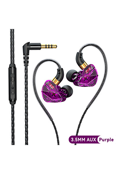 Choice4 3.5MM AUX Purple 9D Surround HIFI Heavy Bass Headset 3.5MM/Type-C Dig...