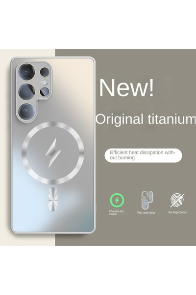 Choice جراب مغناطيسي فائق النحافة غير لامع بلون التيتانيوم لهاتف S25، متوافق ...