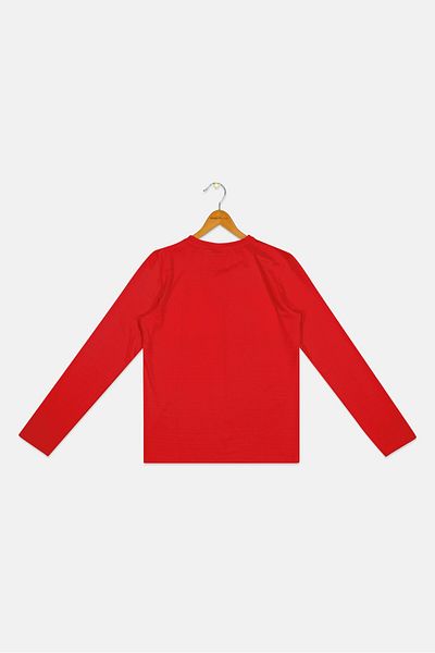 adidas Kids Boy Brand Logo Long Sleeve Training T-Shirt, Vivid Red