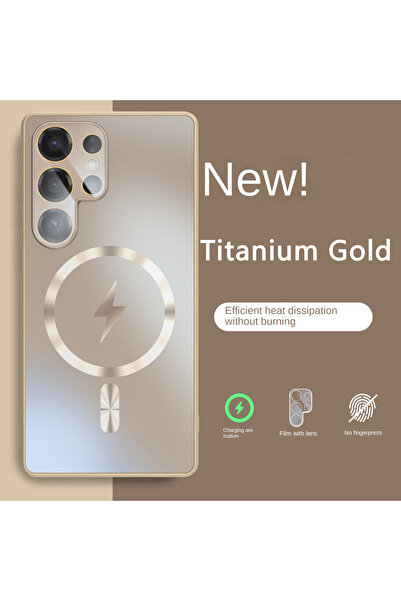 Choice جراب مغناطيسي فائق النحافة غير لامع بلون ذهبي تيتانيوم لهاتف S25 ألترا، متوافق مع ماج سيف، متوافق مع هواتف S25 وS24 وS23 ألترا.