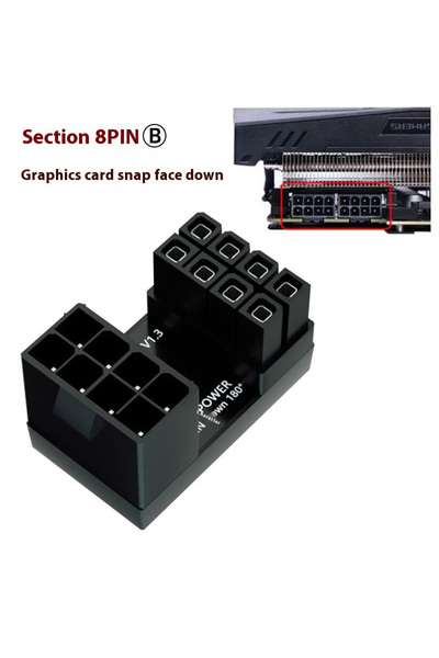 Choice 8PinB Graphics Card 180° Power Supply Adapter Connector Elbow GPU PSU Steering Connector PCI-E 6Pin