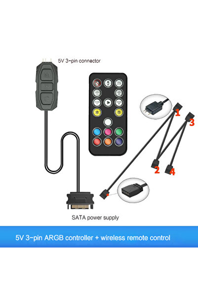 Choice وحدة تحكم Coolcirc ARGB 3 في 1 سوداء 5 فولت 3 سنون إلى مصدر طاقة SATA ...
