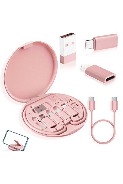 Choice طقم كابلات شحن سريع للهاتف، وردي اللون، 60 وات، متعدد المنافذ من النوع...