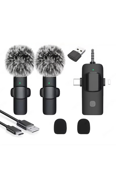 Choice ميكروفون لاسلكي K151in2 USB Hairball، واجهة 4 في 1 USB/TYPE-C/iOS/3.5 ...
