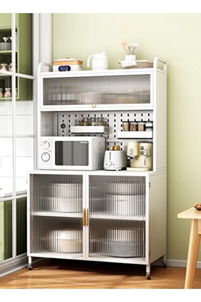 sharpdo 5-Layer Kitchen Storage Cabinet with 360-Degree Universal Wheels, Adjustable, 60x38x154cm, Manufactu