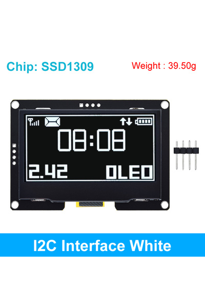 Choice شاشة LCD بيضاء 2.42 بوصة I2C مقاس 2.42 بوصة، وحدة عرض OLED بيضاء صفراء 128 × 64 IIC I2C SPI Seria