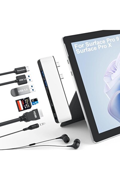 Choice فضي اللون، مناسب لأجهزة Surface Pro 9 و10 و11 وX، جهاز dking 7 في 1 مز...