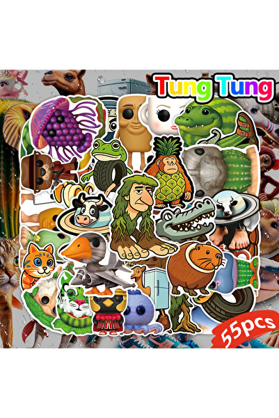 Choice 55 قطعة 55 قطعة مضحكة تونغ تونغ ساهور ملصقات Brainrot الإيطالية للخوذة...