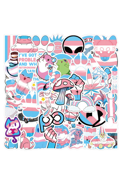 Choice MULTICOLOR 60Pcs Transgender Pride Stickers LGBT Trans DIY Stickers Scrapbooking Phone Luggage Skate