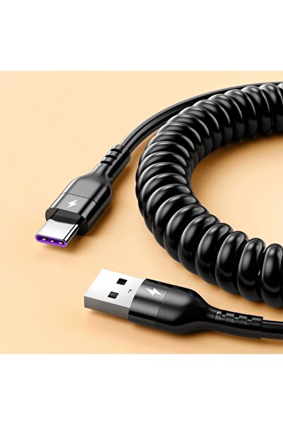 Choice كابل بيانات زنبركي ممتد 66 وات 5 أمبير أسود بطول 1 متر، كابل بيانات US...