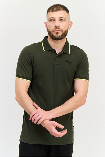 Puma Men Slim Fit Short Sleeves Outdoor Polo Shirt, Dark Olive