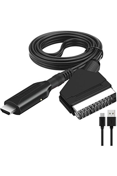 Choice محول Scart إلى HDM Powice محول Scart إلى HDMI مع كابل إدخال Scart ومخر...
