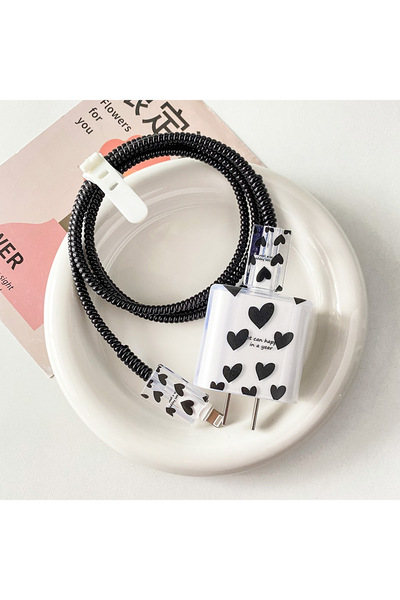 Choice 85 جراب حماية شحن كوري شفاف أسود لهاتف iPhone 18 واط - 20 واط، واقي شاحن خط البيانات الأمريكي C