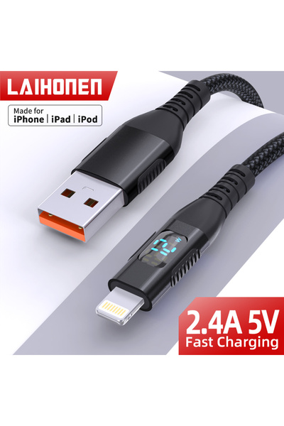 Choice8 كابل USB A إلى Lightning أسود بطول 1 متر، مزامنة خطوة 10 أقدام، شاشة ...
