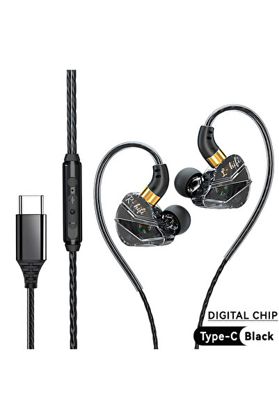 Choice سماعة رأس سلكية محيطية عالية الدقة 9D من النوع C باللون الأسود مزودة ب...