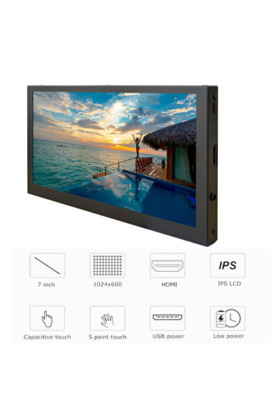 Choice1 مع شاشة لمس IPS LCD مقاس 7 بوصات ومتوافقة مع HDMI وشاشة تعمل باللمس بالسعة بدقة 1024 × 600 من الألومنيوم