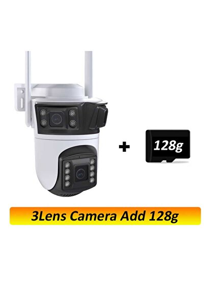 Choice US Plug 3 Lenses add 128G Three Lens PTZ IP Camera Outdoor 6K HD Three...