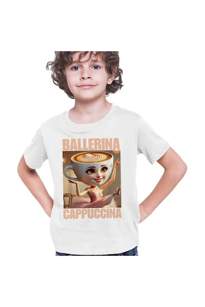 OEM Tricou Copii Baieti Brainrot Ballerina Cappuccina Italian Meme