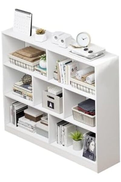 sharpdo Sharbedo Floor Bookshelf for Living Room – 3-Tier Storage Cabinet, White