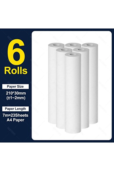 Choice 6 Rolls A4 Thermal Paper Thermal Printing Paper 210*30mm for A4 Wirele...