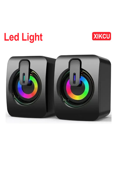 Choice Led Light XIKCU Home Camping Computer Speakers PC Sound Box HIFI Stereo Microphone Wired Caixa De So